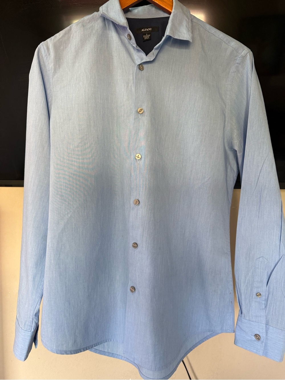 Alfani Men's Light Blue Button-Down Dress Shirt, Small
